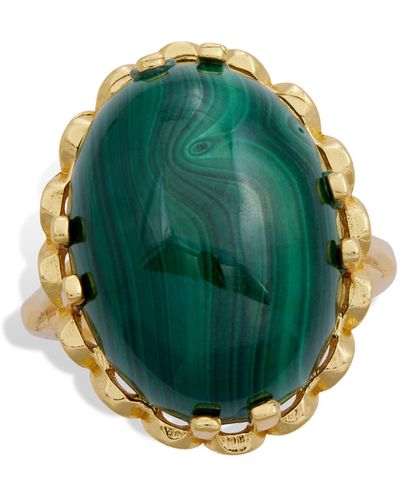 Savvy Cie Jewels Malachite Cabochon Ring - Green