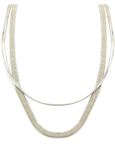 Panacea Herringbone Layered Chain Necklace - Metallic