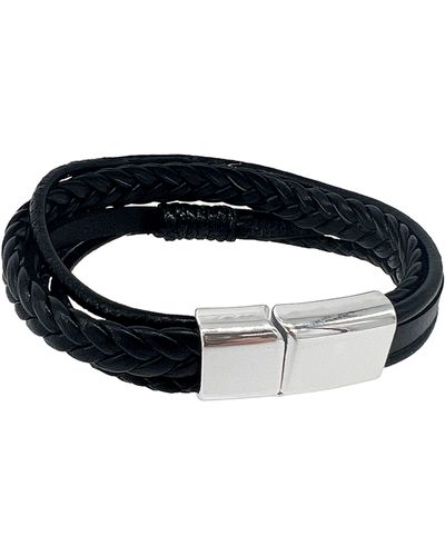 Adornia Leather Multistrand Magnetic Bracelet - Black