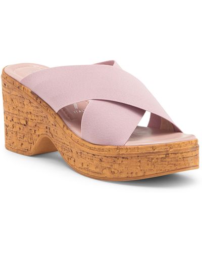Italian Shoemakers Crisscross Platform Slide Sandal - Pink