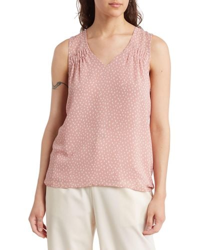 Pleione Pleated V-neck Top - Pink