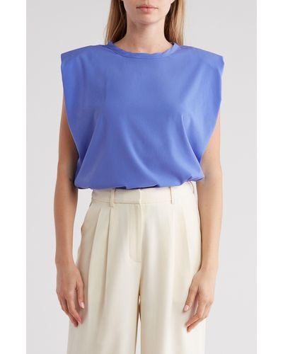 French Connection Padded Shoulder Crepe Tank - Blue
