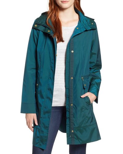 Cole Haan Back Bow Packable Hooded Raincoat - Multicolor
