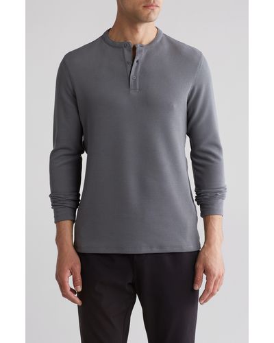 90 Degrees Supreme Waffle Knit Henley - Gray
