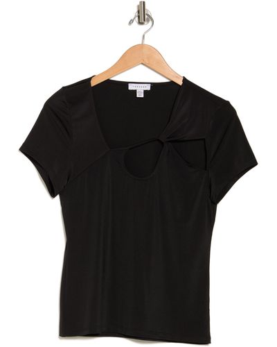 TOPSHOP Knot Cut Out Cap Sleeve Tee - Black