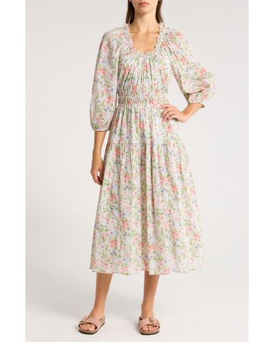 The Great The Moonstone Floral Long Sleeve Dress - Natural