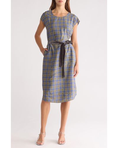 Theory Wrinkle Check Shift Dress - Multicolor