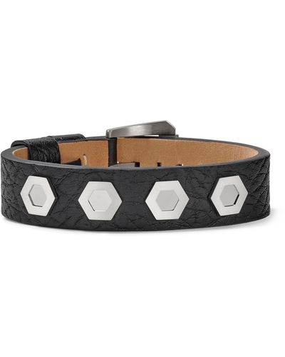 Bulova Leather & Stainless Steel Tang Buckle Bracelet - Black
