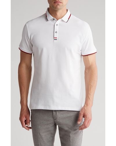 T.R. Premium Tipped Short Sleeve Knit Polo - White