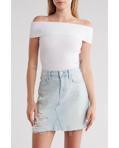 7 For All Mankind Off The Shoulder Ribbed Top - Gray