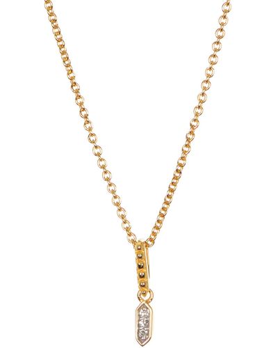 CARRIERE JEWELRY 18k Gold Plated Sterling Silver Perla Mini Drop Diamond Pendant Necklace - Metallic