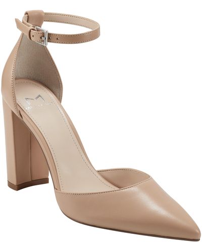 Marc Fisher Arnette Ankle Strap Pointed Toe Pump - Natural