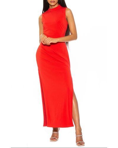 Alexia Admor Mock Neck Sleeveless Maxi Dress - Red