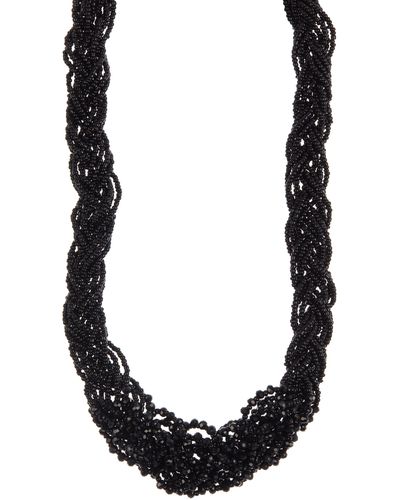 Tasha Braided Seed Bead Necklace - Black