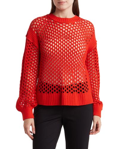 Rachel Roy Open Stitch Sweater - Red