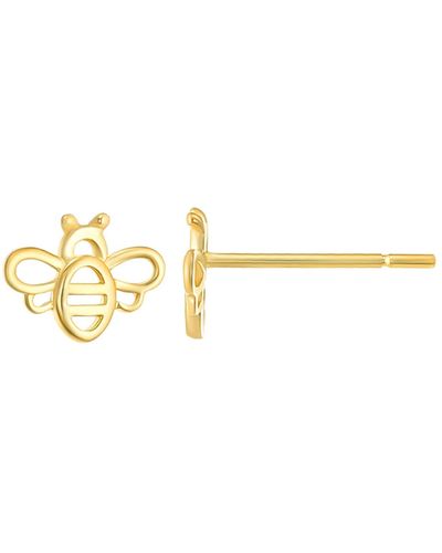 CANDELA JEWELRY 14k Gold Bee Stud Earrings - Metallic