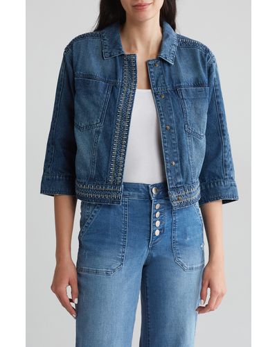 Democracy Embroidered Jean Jacket - Blue