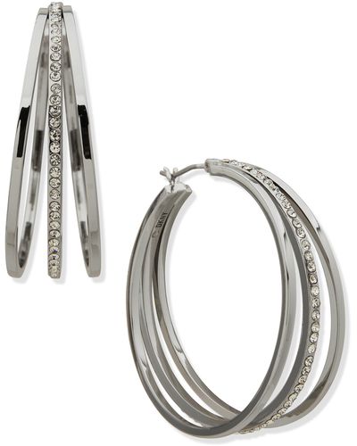 DKNY Crystal Hoop Earrings - Metallic