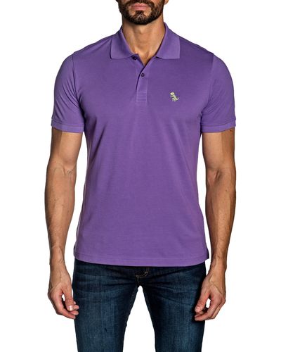 Jared Lang Cotton Knit Polo - Purple