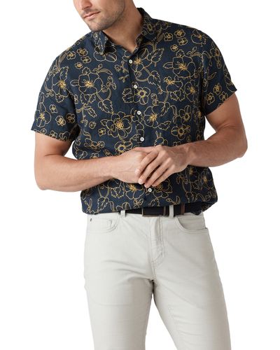 Rodd & Gunn Big Glory Bay Floral Short Sleeve Linen Button-up Shirt - Gray