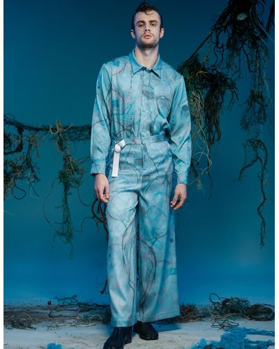 INF Eco-fabric Wide-leg Pants - Blue