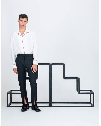 ARIEL BASSAN Cupro Shirt With Notch Lapel And Contrasting Piping - White