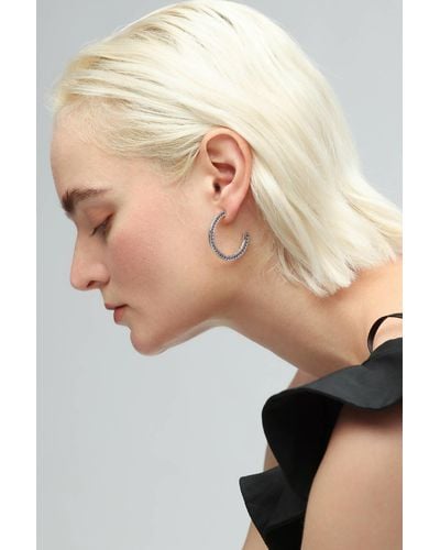 Classicharms Silver Zirconia Molten C Hoop Earrings - Multicolor