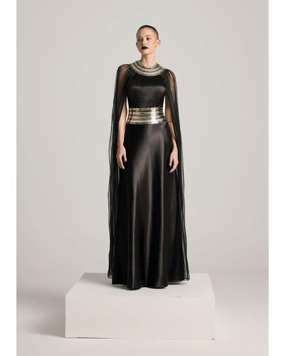 AKHL Fall-panelled Textured Satin Dress - Multicolor