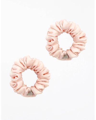 Aethera Alia Small Silk Scrunchie Set Of 2 - Rose - Pink