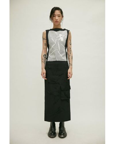JENN LEE Creased Low Rise Skirt (black) - White