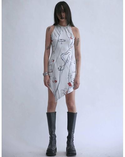 JENN LEE Printed Vest Dress - White
