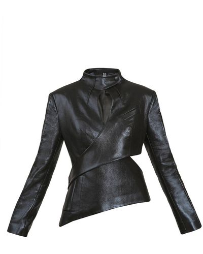 BLIKVANGER Shiny Black Cutout Suit Jacket