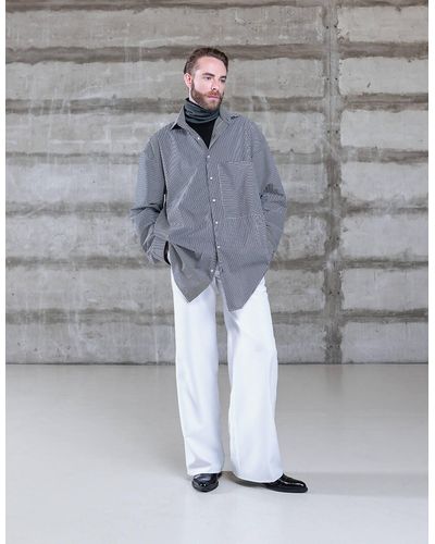 ARIEL BASSAN Straight-wide Leg Tuxedo Pants - Gray