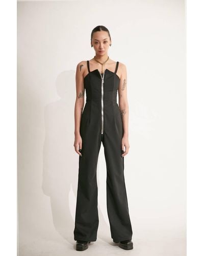 JENN LEE Sleeves Jumpsuit With Vintage Zipper - Black