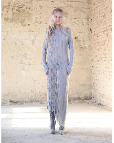 SERAYA Gray Semi-transparent Dress - Blue