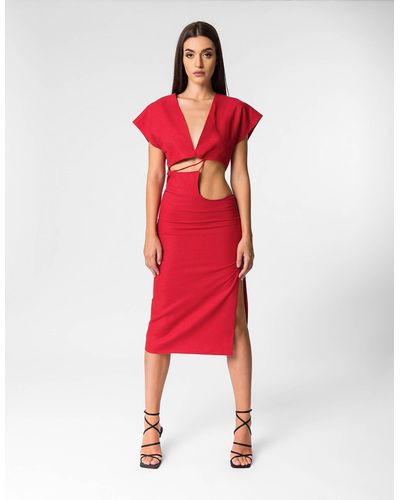 DIVALO TRANSYLVANIA Rubi Linen Dress - Red