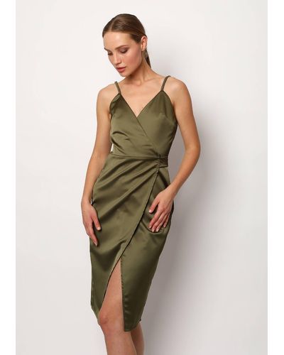 La Musa Golden Olive Dress - Green