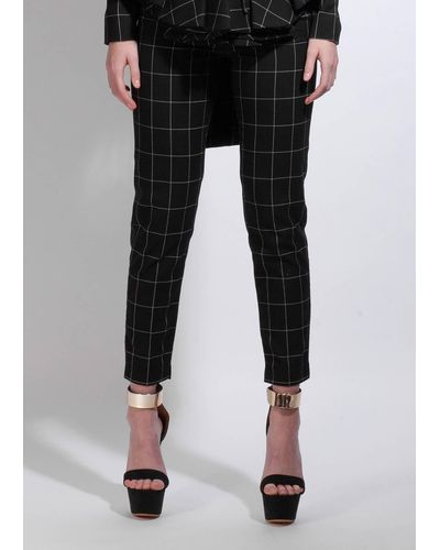 STEVEN VANDERYT Black Plaid 100% Wool Ankle-length Pants