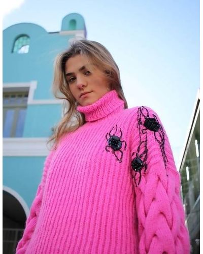 BLIKVANGER Pink Knitted Beetle Sweater