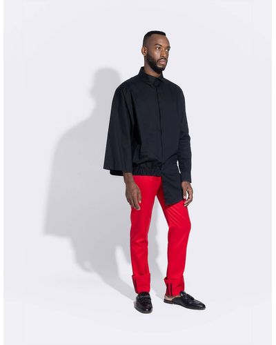 ARIEL BASSAN Mixed Silhouettes Asymmetrical Shirt [black] - Red