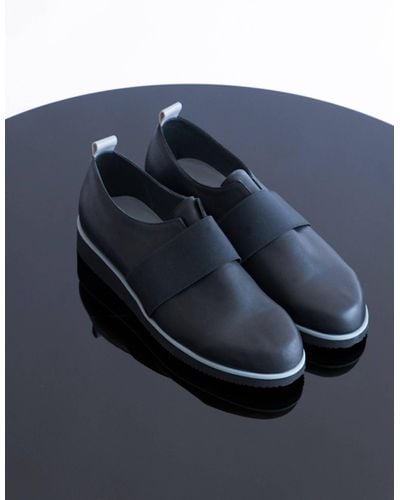 ARIEL BASSAN Platform Leather Derby Shoes With Elastic Strap Detail - Black