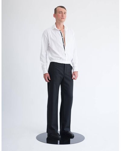 ARIEL BASSAN Pinstripe Shirt With Elastic Waist - White