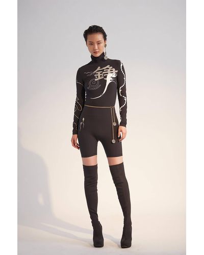 JENN LEE Devil's Tail Eco Fabric Biker Shorts - Black