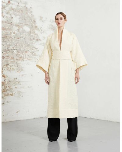Riona Treacy Wool Kimono Coat - Natural