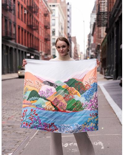 Jessie Zhao New York Double Sided Silk Scarf Of Flower Mountain - Multicolor