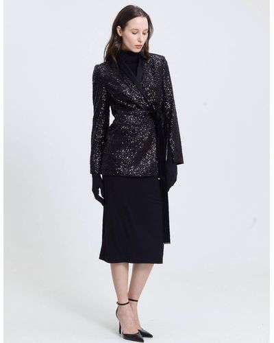 Monosuit Blazer Short For Women Pailletes - Black