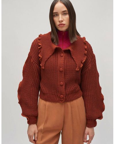 DAIGE Angie Cardigan - Chocolate Brown - Red