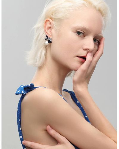 Classicharms Blue Enamel Butterfly Earrings - Natural