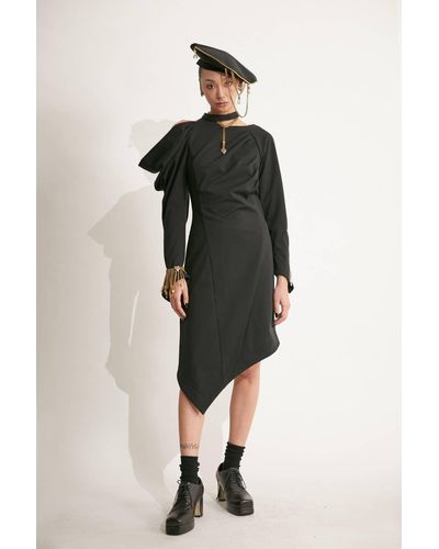 JENN LEE Sharp-end Dress With Vintage Zipper - Black
