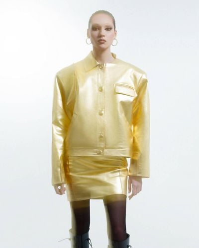 BLIKVANGER Golden Faux Leather Jacket - Metallic